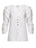 Carolina Herrera Cotton-blend Puff-sleeved Blouse