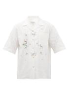 Marine Serre - Floral-embroidered Cotton-poplin Shirt - Mens - White