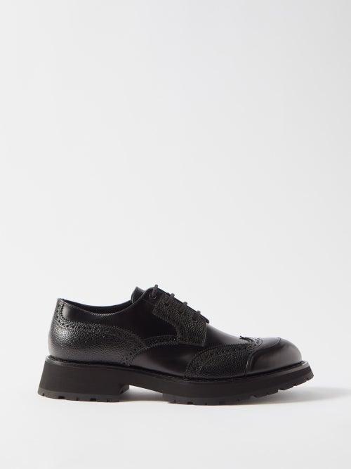 Alexander Mcqueen - Punk Worker Leather Derby Shoes - Mens - Black