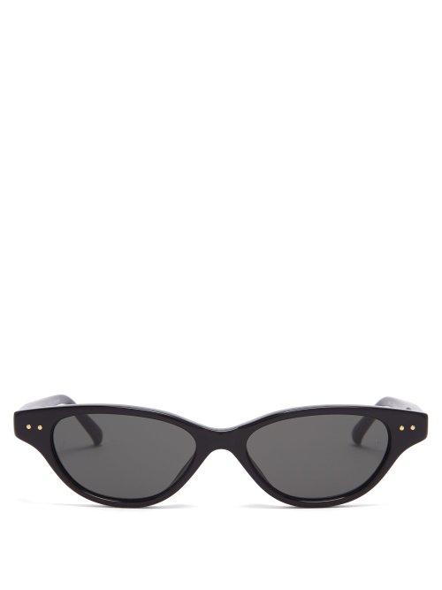 Matchesfashion.com Linda Farrow - Cat Eye Acetate Sunglasses - Womens - Black