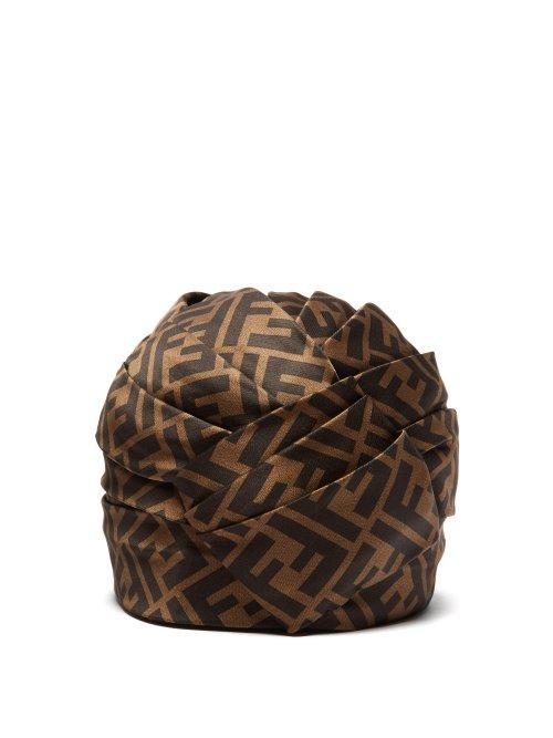Matchesfashion.com Fendi - Ff Silk Satin Turban Hat - Womens - Brown
