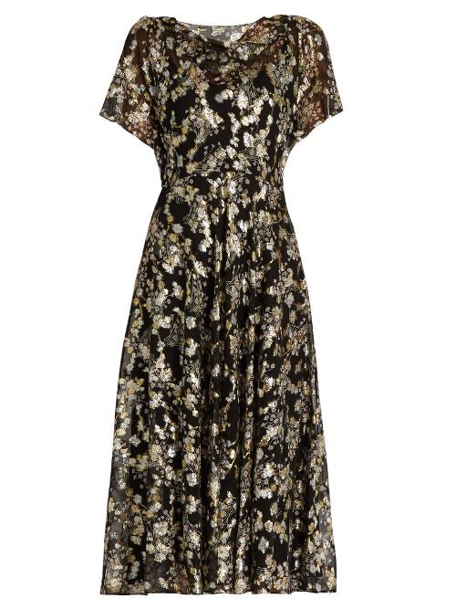 Valentino Boat-neck Floral Fil Coup Silk-blend Dress