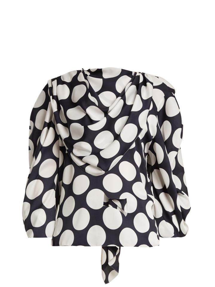 A.w.a.k.e. Draped Polka-dot Satin-crepe Top