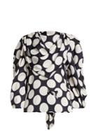 A.w.a.k.e. Draped Polka-dot Satin-crepe Top