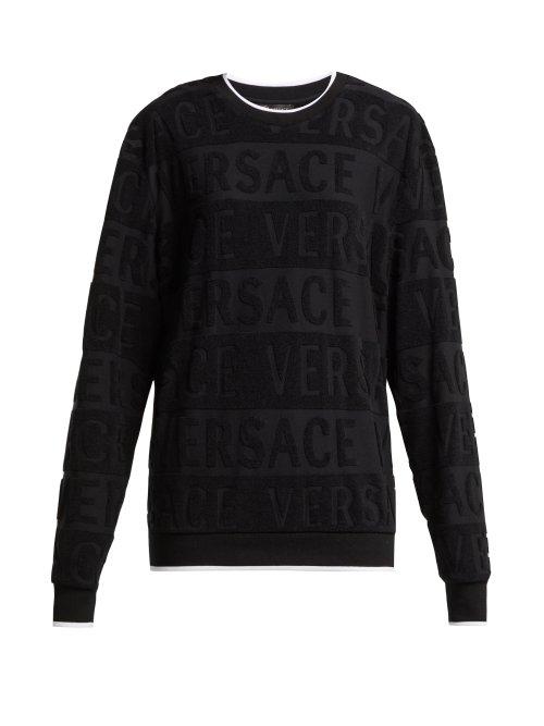 Matchesfashion.com Versace - Logo Cotton Towelling Sweatshirt - Womens - Black