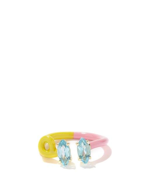 Bea Bongiasca - Double Baby Vine Topaz, Enamel & 9kt Gold Ring - Womens - Multi