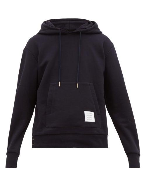 Matchesfashion.com Thom Browne - Striped Cotton Hooded Sweatshirt - Mens - Navy