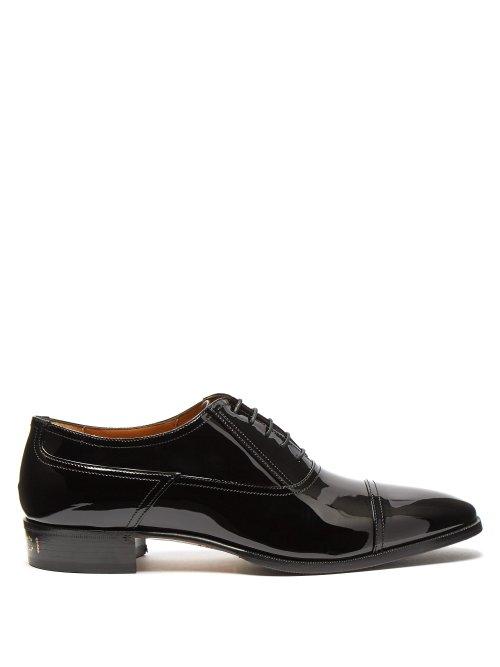 Matchesfashion.com Gucci - Vernice Patent Leather Derby Shoes - Mens - Black
