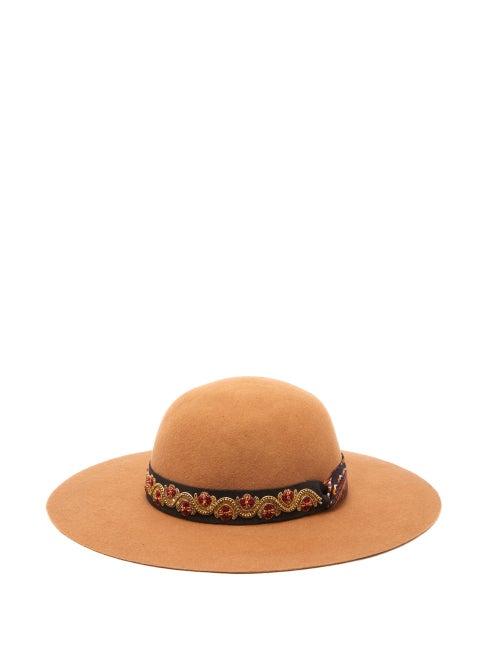 Matchesfashion.com Etro - Embellished Trim Felt Hat - Womens - Beige