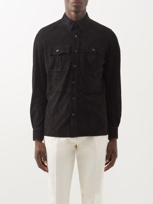 Ralph Lauren Purple Label - Otis Suede Shirt Jacket - Mens - Black
