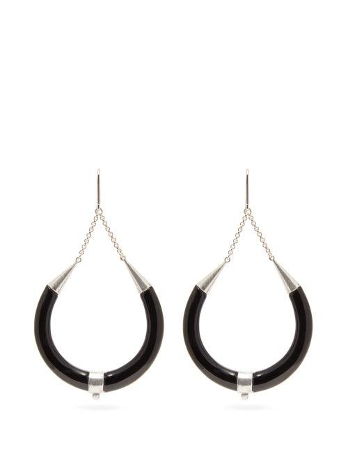 Matchesfashion.com Isabel Marant - Drop Hoop Buffalo Horn Earrings - Womens - Black