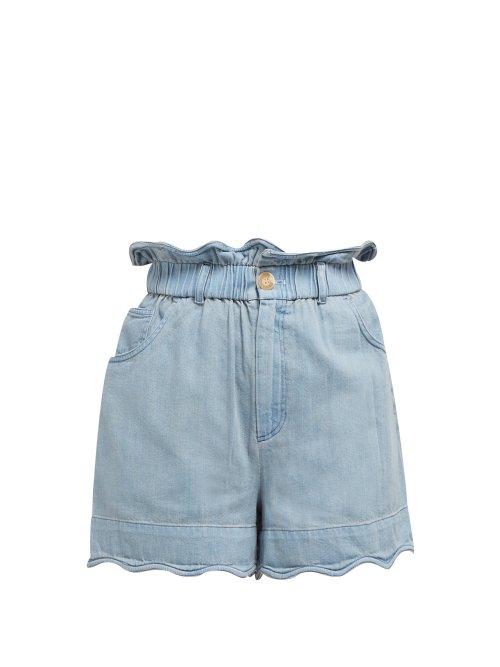 Matchesfashion.com Sea - Dakota Waved Hem Denim Shorts - Womens - Denim
