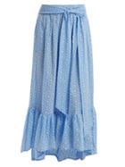 Matchesfashion.com Lisa Marie Fernandez - Floral Embroidered Cotton Skirt - Womens - Blue Multi