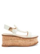 Matchesfashion.com Gabriela Hearst - Danae Cork-midsole Nappa-leather Flatform Sandals - Womens - White