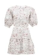 Matchesfashion.com Sir - Haisley Floral Print Laced Back Linen Mini Dress - Womens - Ivory Multi