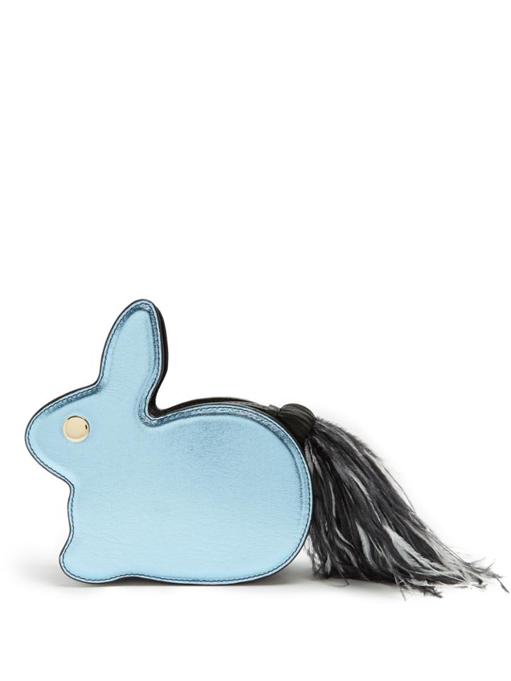 Hillier Bartley Bunny Leather And Suede Clutch