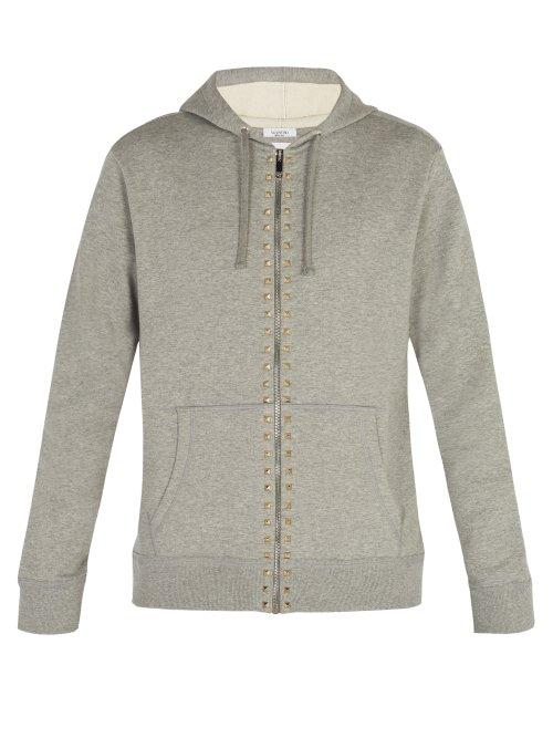 Matchesfashion.com Valentino - Rockstud Untitled #8 Zip Through Sweatshirt - Mens - Grey