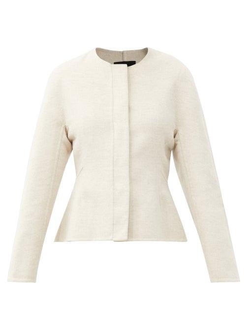 Matchesfashion.com Proenza Schouler - Peplum-hem Brushed Wool-blend Jacket - Womens - Ivory
