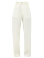 Matchesfashion.com Edward Crutchley - Crystal-button Wool Straight-leg Trousers - Womens - Ivory