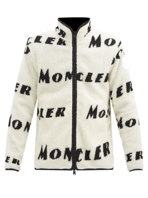 Matchesfashion.com Moncler - Reversible Logo-print Fleece Zip-through Jacket - Mens - Cream