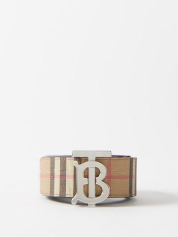 Burberry - Tb-logo Vintage-check Faux-leather Belt - Mens - Multi