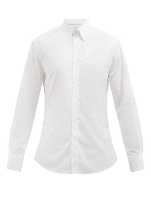 Brunello Cucinelli - Point-collar Cotton-poplin Shirt - Mens - White