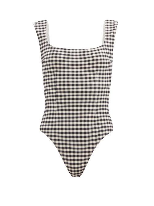Matchesfashion.com Haight - Brigitte Gingham-check Jersey Swimsuit - Womens - Black White