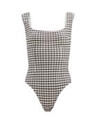 Matchesfashion.com Haight - Brigitte Gingham-check Jersey Swimsuit - Womens - Black White