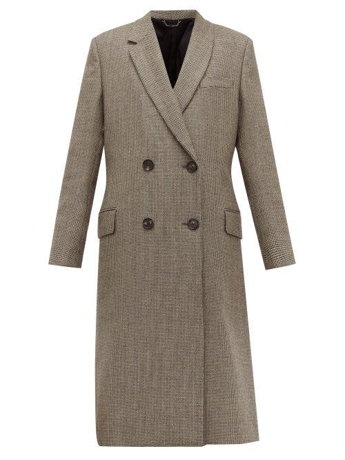 Matchesfashion.com Fendi - Double Breasted Bow Back Houndstooth Wool Coat - Womens - Grey Multi