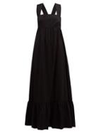 Matchesfashion.com Borgo De Nor - Mila Crossover Back Cotton Poplin Maxi Dress - Womens - Black