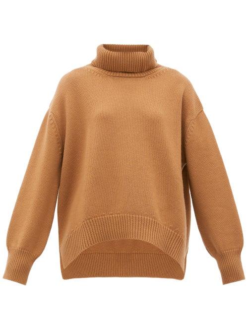 Matchesfashion.com Connolly - Oversized Roll-neck Cashmere Sweater - Womens - Camel