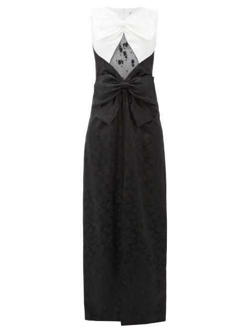 Matchesfashion.com Givenchy - Double Bow, Lace & Chinzed Floral-jacquard Gown - Womens - Black White
