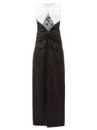 Matchesfashion.com Givenchy - Double Bow, Lace & Chinzed Floral-jacquard Gown - Womens - Black White