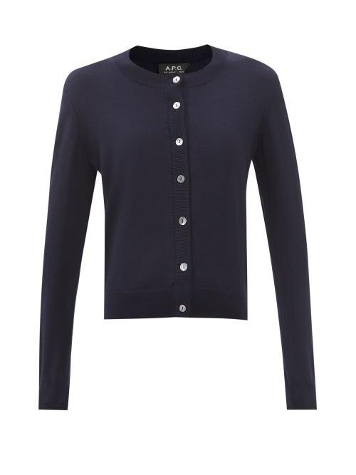 A.p.c. - Marine Merino-wool Cardigan - Womens - Navy