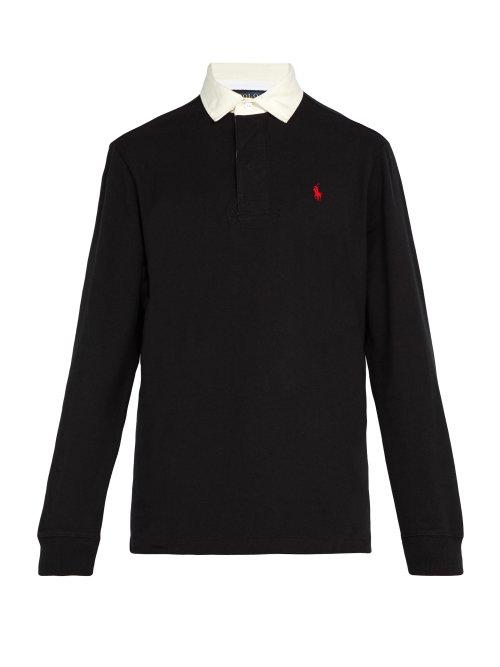 Matchesfashion.com Polo Ralph Lauren - Logo Embroidered Cotton Rugby Shirt - Mens - Black