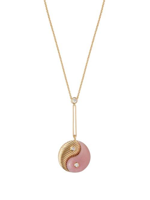 Matchesfashion.com Retrouvai - Yin Yang Diamond, Opal & Gold Necklace - Womens - Pink