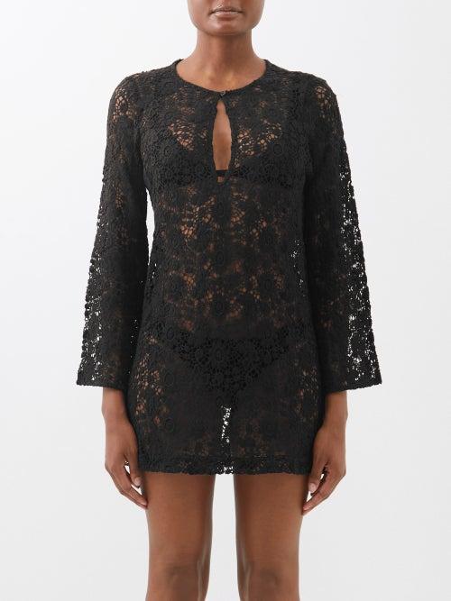 Nili Lotan - Cora Broderie Anglaise Mini Dress - Womens - Black