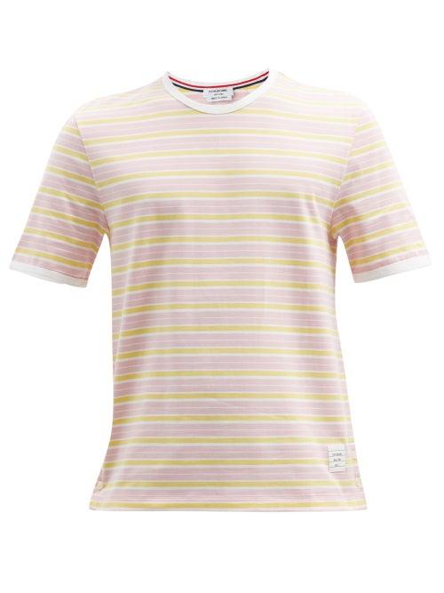 Matchesfashion.com Thom Browne - Ringer Striped Cotton-jersey T-shirt - Mens - Pink