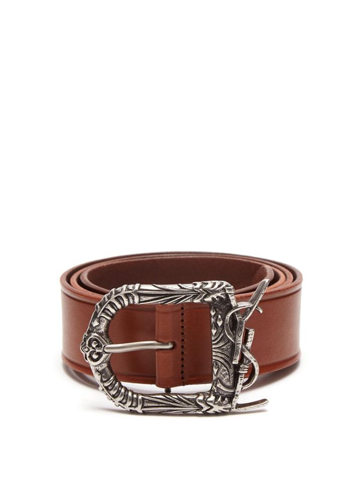 Saint Laurent Celtic Buckle Leather Belt