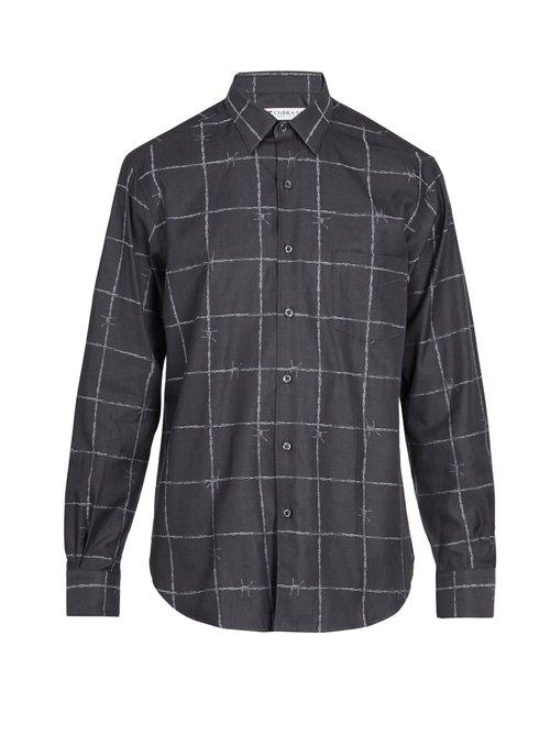 Matchesfashion.com Cobra S.c. - Barbed Wire Jacquard Cotton Shirt - Mens - Black