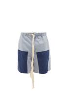 Matchesfashion.com Loewe Paula's Ibiza - Fringed-drawstring Panelled Denim Shorts - Mens - Blue