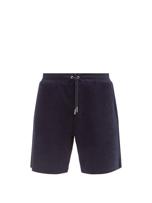 Matchesfashion.com Ralph Lauren Purple Label - Logo-embroidered Organic-cotton Terry Shorts - Mens - Navy