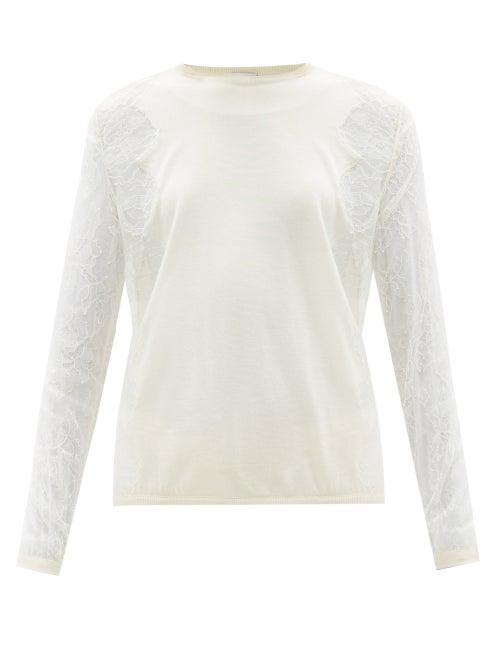 Giambattista Valli - Lace-sleeve Cashmere-blend Top - Womens - Ivory