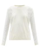 Giambattista Valli - Lace-sleeve Cashmere-blend Top - Womens - Ivory
