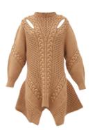 Matchesfashion.com Alexander Mcqueen - Peplum-hem Wool-blend Sweater Dress - Womens - Camel