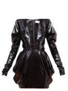 Matchesfashion.com Alexandre Vauthier - Gathered Sequinned Mini Dress - Womens - Black