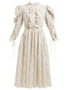 Matchesfashion.com Horror Vacui - Triangula Floral Print Cotton Maxi Dress - Womens - Ivory Multi