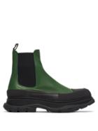 Matchesfashion.com Alexander Mcqueen - Tread Leather Chelsea Boots - Mens - Black Green