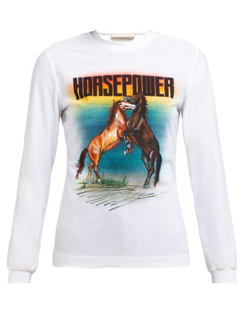Matchesfashion.com Christopher Kane - Horse Power Print Stretch Jersey Top - Womens - White Multi