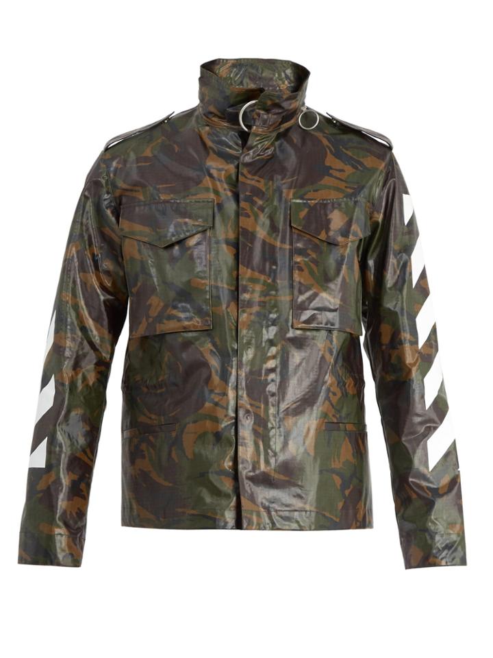 Off-white Laminated Camouflage-print Cotton-canvas Jacket